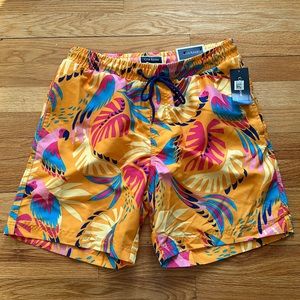 NWT Club Room orange parrot men’s swim trunks